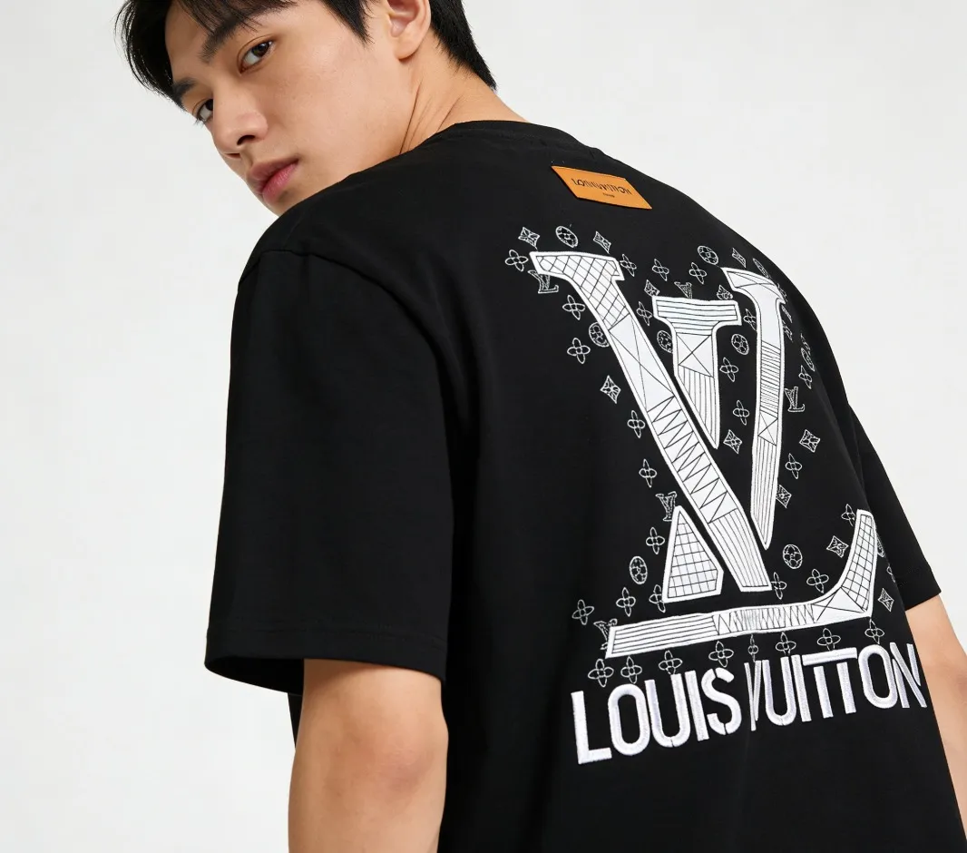 Louis Vuitton/Louis Vuitton 26ss letter patch old flower embroidered short sleeves